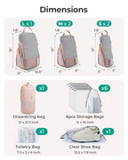 14 Set Compression Packing Cubes for Travel Essentials (Candy Pink / Set of 14)