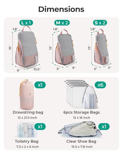 14 Set Compression Packing Cubes for Travel Essentials (Candy Pink / Set of 14)
