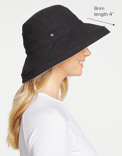 Women's Holiday Sun Hat UPF 50+ (Large-X-Large / Black/Beige)