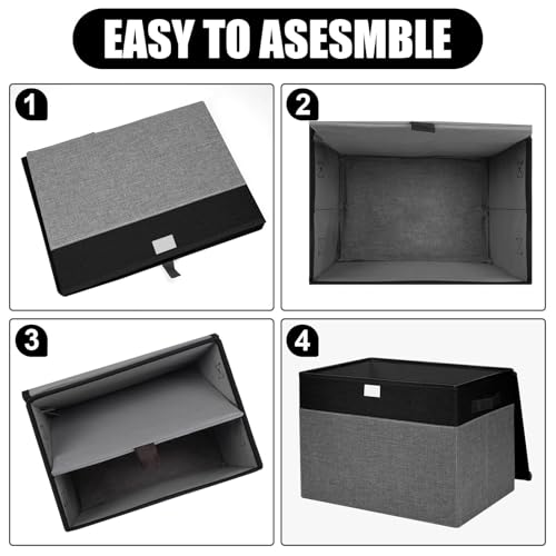 Large 42 Quarts Fabric Storage Bins with Lids [2 (Black & Gray / Large - 2 Pack)
