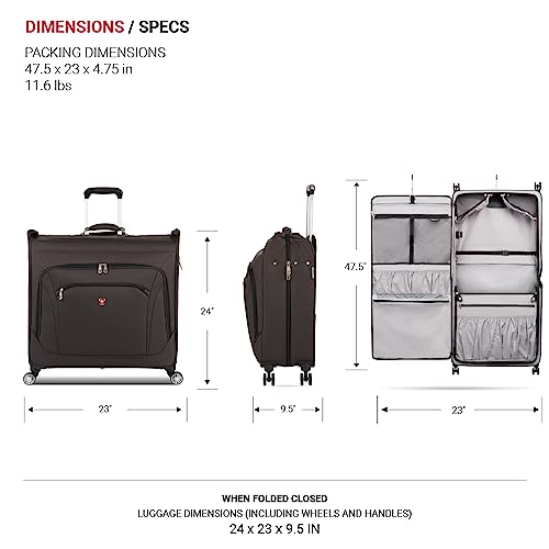 7895 Premium Garment Bag with Spinner Wheels (24 inch Spinner / Heather Grey)