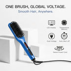 Ceramic Ionic Hair Straightener Brush (Gentian Blue)