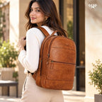 Genuine Leather Backpack for Men and Women (Tan)