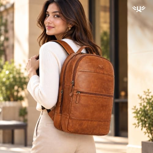 Genuine Leather Backpack for Men and Women (Tan)