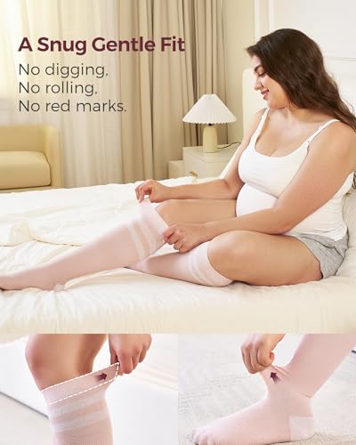Compression Socks for Women Wide Calf (X-Large / Black/Pink)