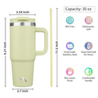 30 oz Insulated Tumbler Water Bottle with Handle (30 Ounces / Macaron Green)
