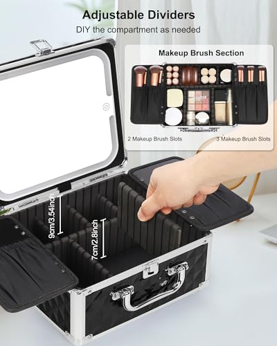 Makeup Bag with LED Mirror (Black Quilted / Small)