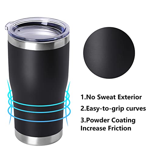 20oz Tumbler with Lid Stainless Steel Tumblers Bulk (Black / 4 count)