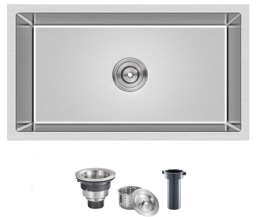28 Inch Undermount Kitchen Sink (Brushed Nickel / 28" x 18" x 9")