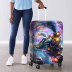 Cosmic Galaxy Steam Train Luggage Cover Washable Suitcase Protector Fits 18 (M(for 22-25 inch luggage) / Cosmic Steam Train)