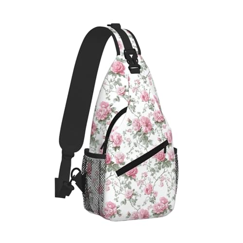 Sling Bag Vintage Floral Hiking Daypack Crossbody Shoulder Backpack Travel Chest Pack for Men Women (B0170)