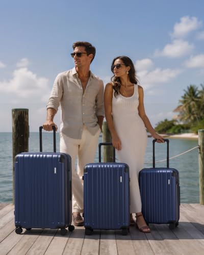 Luggage Set Light and Durable Hardshell (Navy Blue2.0 / 3-Piece Set (20/24/28))