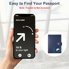 Genuine Leather Slim Passport Holder with RFID &Tracker Slot (Blue)