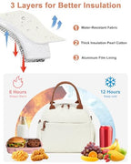 Lunch Bag for Women Men Cute Corduroy Lunch Tote Bags Reusable Insulated Lunch Box Large Capacity Reusable Insulated Cooler for Work Picnic or Travel (Corduroy White brown-13L / 13L)