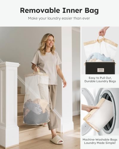 100L Laundry Hamper with Lid (Pitch Black / 100L)