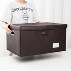 Collapsible Storage Box with Lid [1 (Brown / X-Large(1-Pack))