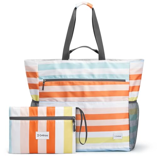 Beach Bag Waterproof Sandproof Large Capacity Foldable for Women (Rainbow / 80L)