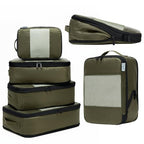 6 Pack Large Compression Packing Cubes for Travel (Olive Black / 6 Pack)