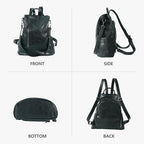 Small Women Backpack Purse PU Leather Anti (Black / Small)