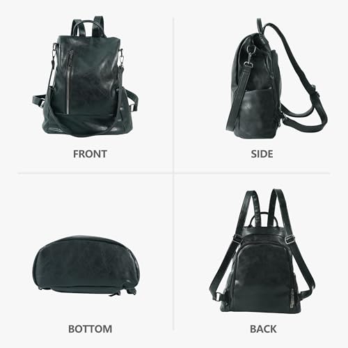 Small Women Backpack Purse PU Leather Anti (Black / Small)