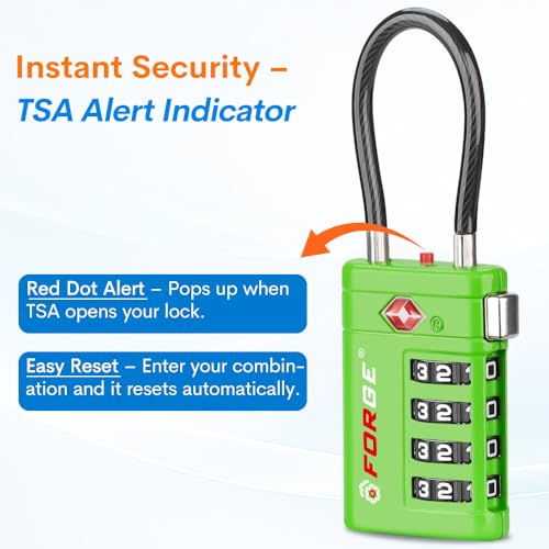 Open Alert TSA Approved Luggage Locks (4 Colors Green PK)
