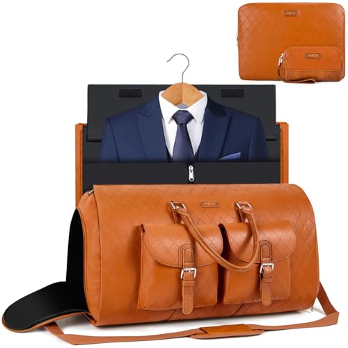 Garment Bag for Travel (A8-Brown-Faux Leather)