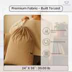 LFH Home Cotton Rich Canvas Large Laundry Bag with Handle (24”x36” / Beige)