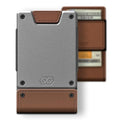 Slim Minimalist Wallets for Men (Legacy (Full Grain Brown Leather | Satin Gun Metal))