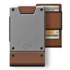Slim Minimalist Wallets for Men (Legacy (Full Grain Brown Leather | Satin Gun Metal))