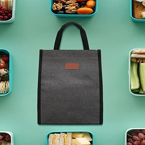Lunch Bags for Women Insulated Reusable Lunch Tote with Internal Pocket (Charcoal Grey / 2 pack)