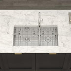 33 Inch Undermount Kitchen Sink Double Bowl Stainless Steel (Stainless Steel-Workstation / 33''x19''-60/40)
