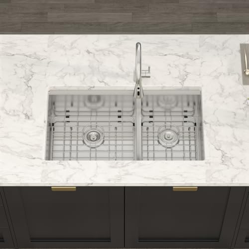 33 Inch Undermount Kitchen Sink Double Bowl Stainless Steel (Stainless Steel-Workstation / 33''x19''-60/40)