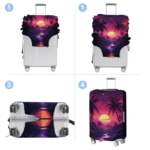 Coconut Trees Luggage Cover Washable Suitcase Protector Anti (Coconut trees / L(28-30inch suitcase))