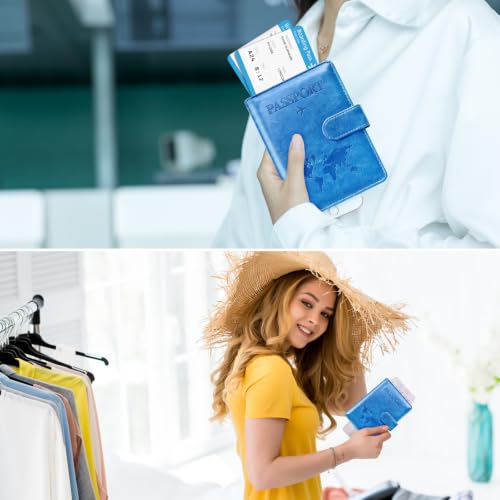Passport Holder for Travel Essentials (blue / Magnetic Clasp)