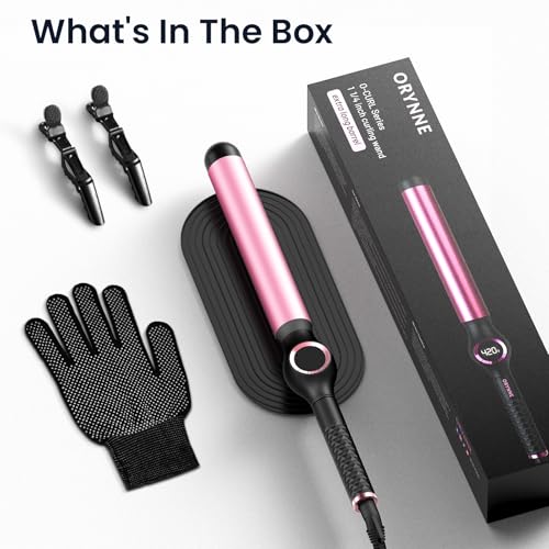1.25 Inch Curling Wand for Long Hair (1 1/4" Pink&Black)