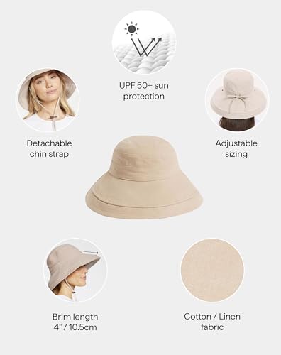 Women's Holiday Sun Hat UPF 50+ (Large-X-Large / Natural/Beige)