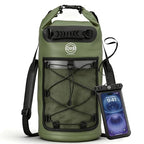 5/10/25/30/40L Waterproof Dry Backpack & Phone Case- Large Floating Dry Bag for Kayaking, Travel, Hiking, Fishing, Camping, Motorcycles & Beach, Heavy-Duty Roll Top Men/Women (Green) (25l+ Green / 30L)