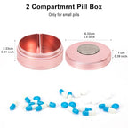 Metal Pill Case for Purse (Pink / 2 compartment)