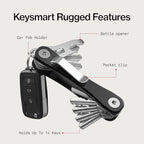 KeySmart Rugged Keychain Multitool Key Holder (Black / 2 Pack)