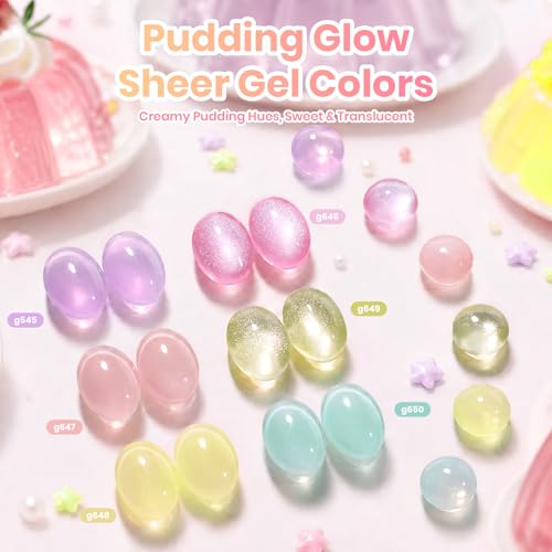 Beetles Jelly Gel Nail Polish Set (A - Pink Yellow Blue | Soft Glow Pudding)