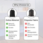 LFH Home Large Premium Cotton Rich Canvas Laundry Bag with Drawstring and Handles Heavy Duty (28”x40” (Pack of 6) / Black)