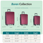 Boren Expandable Hardside Rugged Travel Luggage with 8 Spinner Wheels (Checked-Large 30-Inch, No USB Port / Metallic Red)