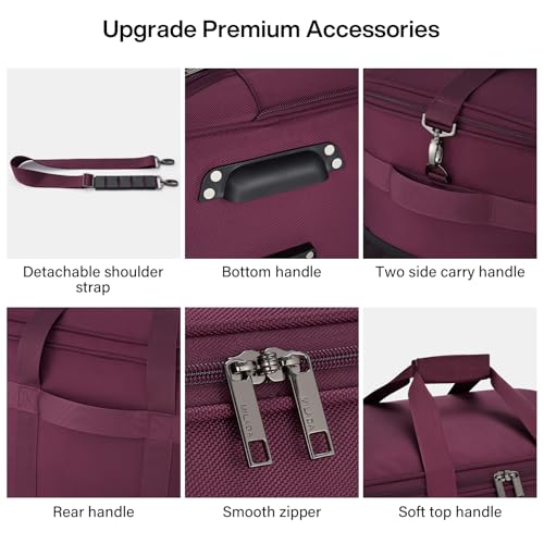Expandable Luggage Bags for Travel Collapsible Suitcase with Wheels (Purple)
