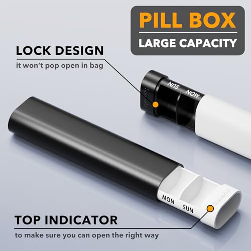 2 Pack Pill Organizer Box 7 Day (Small, 2 Pack / Black and White)