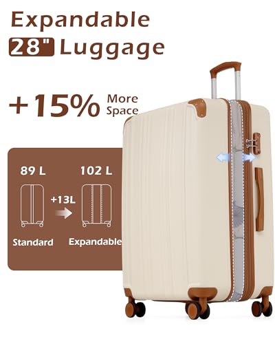 Luggage Lightweight and Durable Hardshell (apricot white / L(28in))