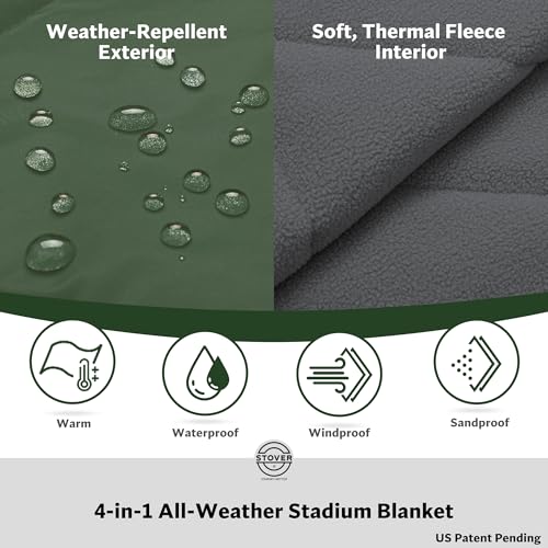 Large Waterproof Outdoor Stadium Blanket (01 - Game Day Green)