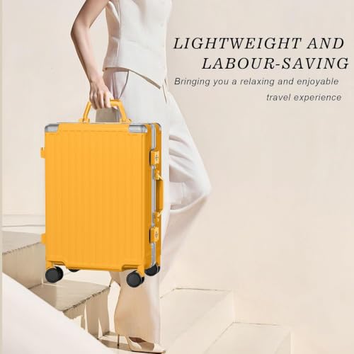 Carry On Luggage PC+ABS Aluminum Frame Zipperless Luggage Hard Shell Suitcase with TSA Lock Double Spinner Wheels 20 Inch Orange (Orange / 20-inch(upgraded Tsa Lock))
