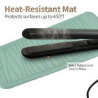 Silicone Heat Resistant Travel Mat Pouch for Hair Straighteners (1 Pack / Iceberg Green)