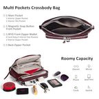 Genuine Leather Crossbody Bags for Women Travel Wallet Purse Burgundy (Burgundy Red)
