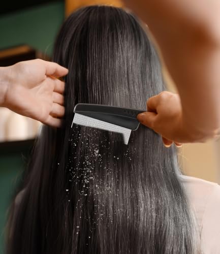 Dandruff Comb Removal 0.5mm Metal Fine Tooth Scalp Detox Hair Care Tool 1PC (1PC Black)